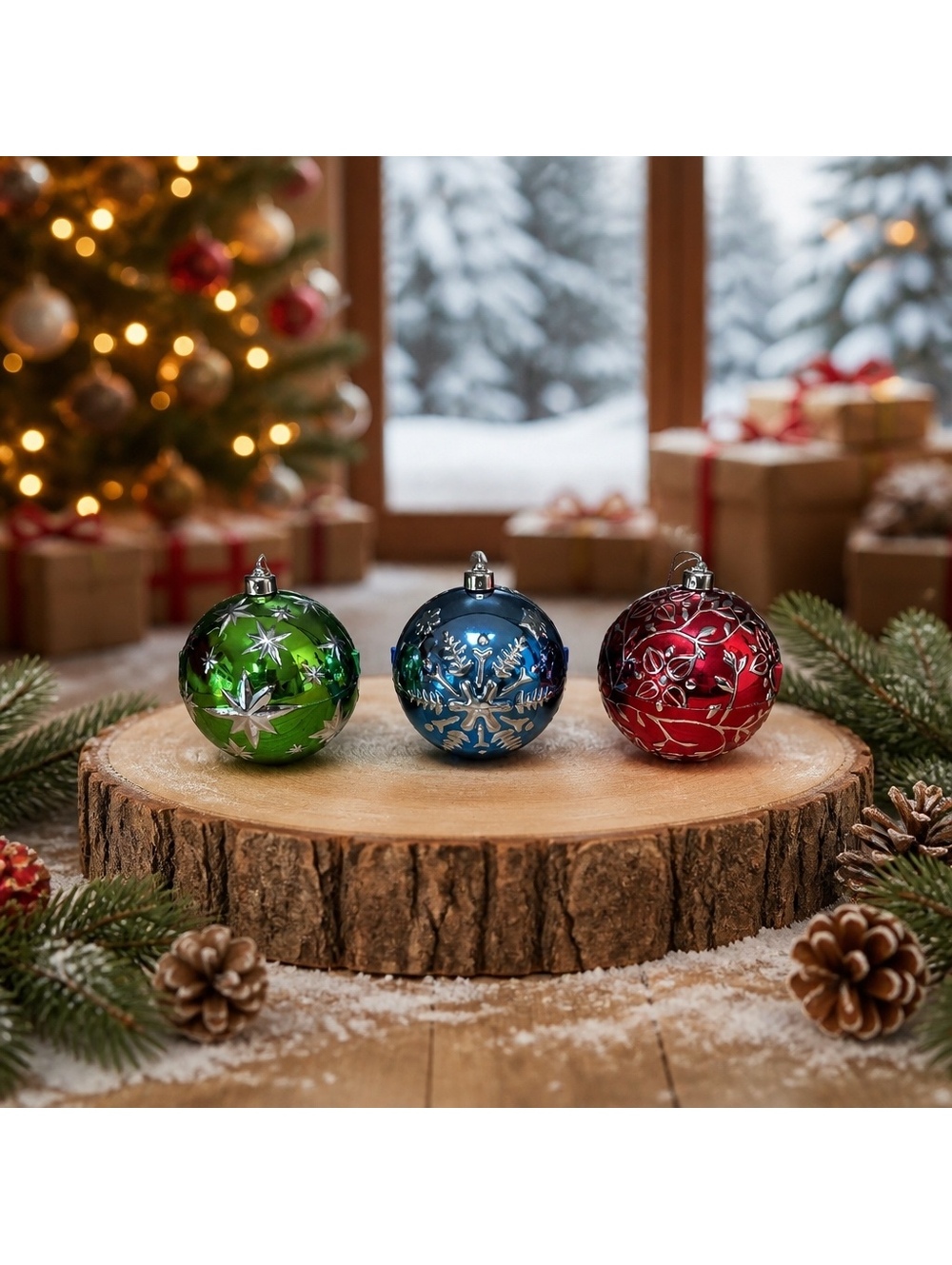 Vintage Mr.Christmas Musical Christmas Ornament Set of 3 Miniature Scenes Inside